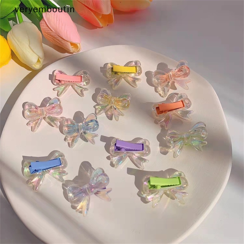 Set 2 Kẹp Tóc Nơ Nhỏ Màu Kẹo Ngọt Dễ Thương Cho Bé Gái