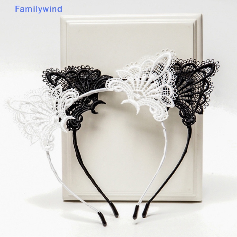 Băng Đô Cài Tóc Hình Tai Mèo Đen Phối Ren Thời Trang Cho Nữ