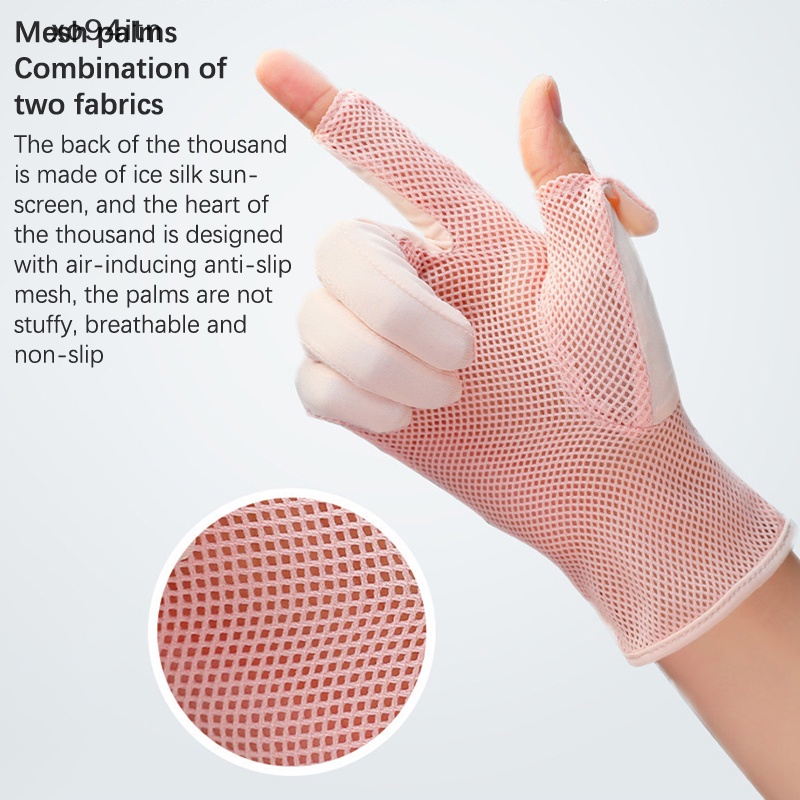 Găng Tay Lưới Lụa Lạnh Mỏng Chống Tia UV Thời Trang Mùa Hè Cho Nữ