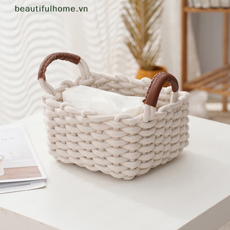 Giỏ Đựng Đồ Dùng / Đồ Dùng Bằng Dây Cotton Bện Tiện Dụng Trang Trí Nhà Cửa