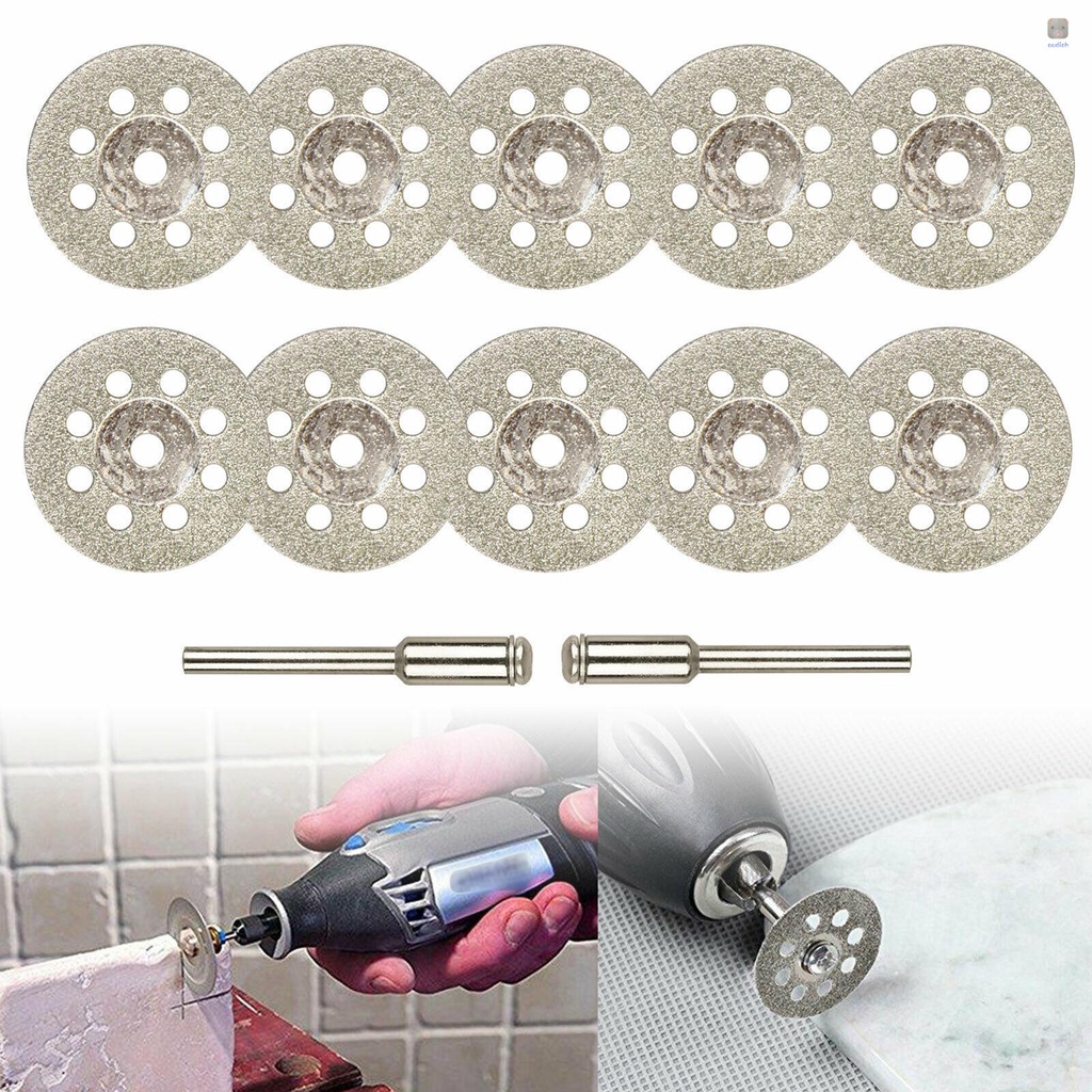 Set 10 Đĩa Cắt Kim Cương Kèm 2 Trục Nối Chuyên Dụng