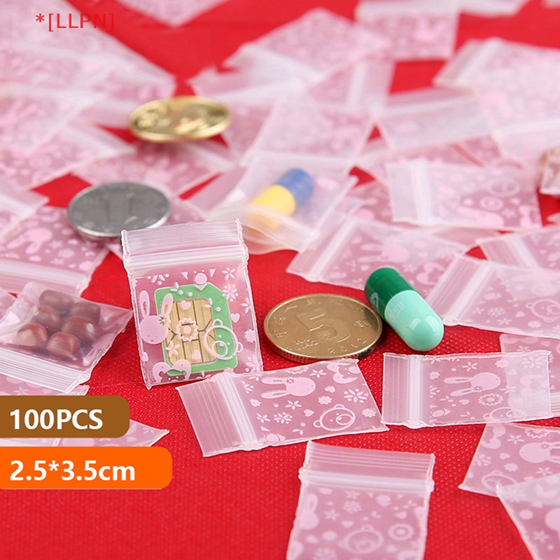 Set 100 Túi Zip Nhỏ Trong Suốt In Họa Tiết Mặt Cười / Đầu Lâu