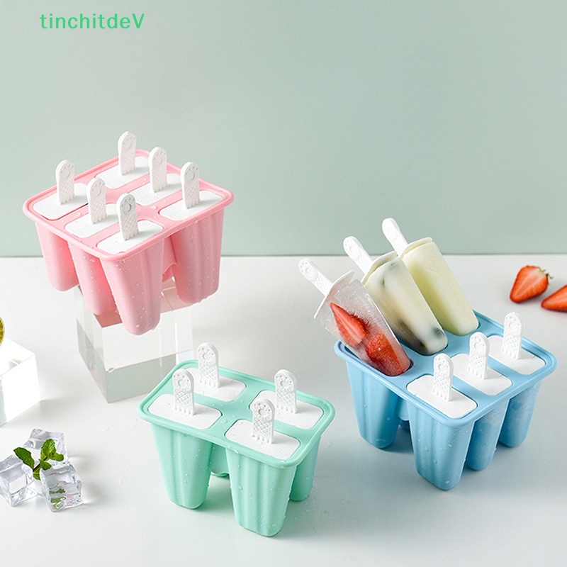 Khuôn Làm Kem Que 6 Ngăn Bằng Silicone Cấp Thực Phẩm DIY