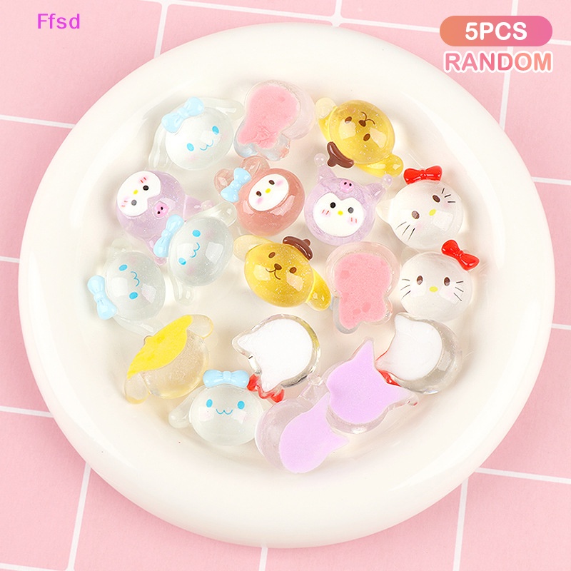 Bộ 5 Móc Khóa Hình Chú Chó Hoạt Hình 3D Bằng Nhựa Resin Dạ Quang Tự Trang Trí Ốp Điện Thoại