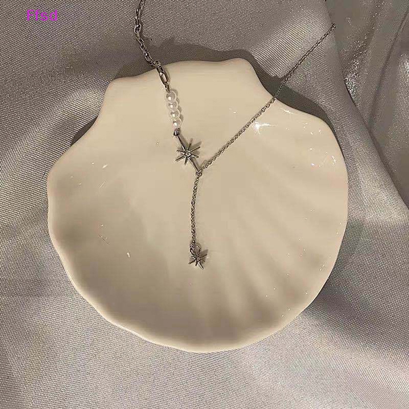 {Ffsd} Vòng cổ Thời Trang Hàn Quốc Gothic Punk Ngọc Trai Nhân Tạo Tám Ngôi Sao Cho Nữ