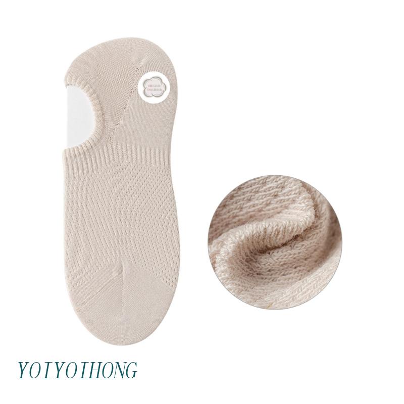 Bộ 5 Đôi Vớ Thuyền Thể Thao Lưới Thoáng Khí Vô Hình Chống Trượt Cho Nữ