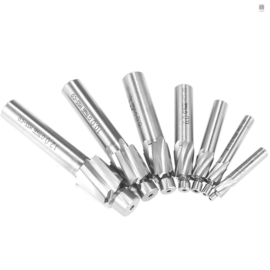 Bộ 7 Mũi Khoan M3-M12 Bằng Thép 4 Rãnh Thẳng Chất Lượng Cao