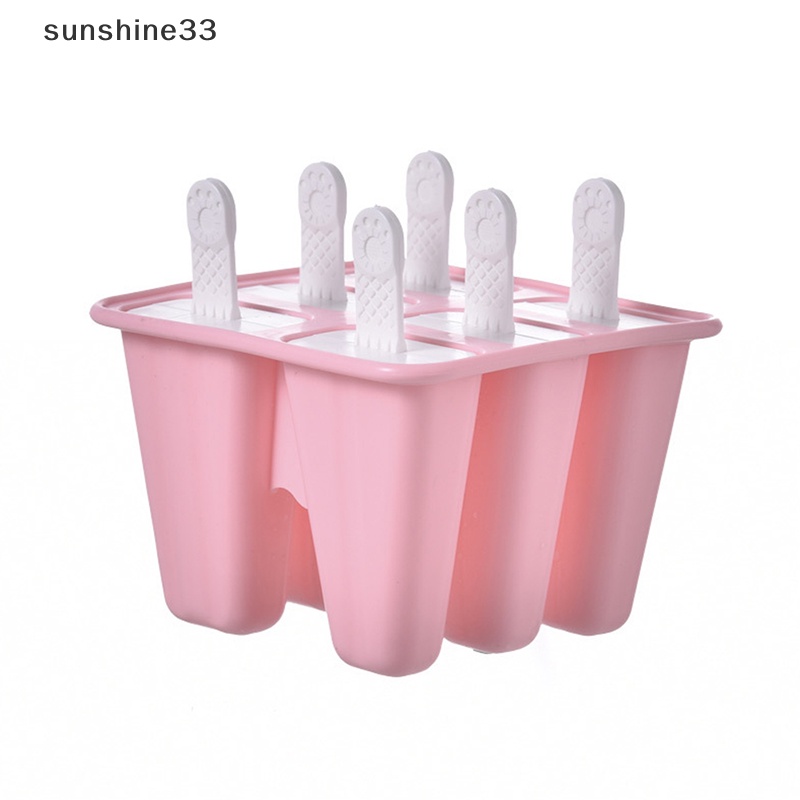 SU 6Hole Ice Cream Silicone Mold For Popsicle Ice Cube Mould DIY Candy Baking Tool n