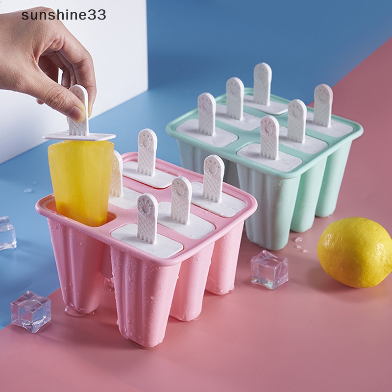 SU 6Hole Ice Cream Silicone Mold For Popsicle Ice Cube Mould DIY Candy Baking Tool n