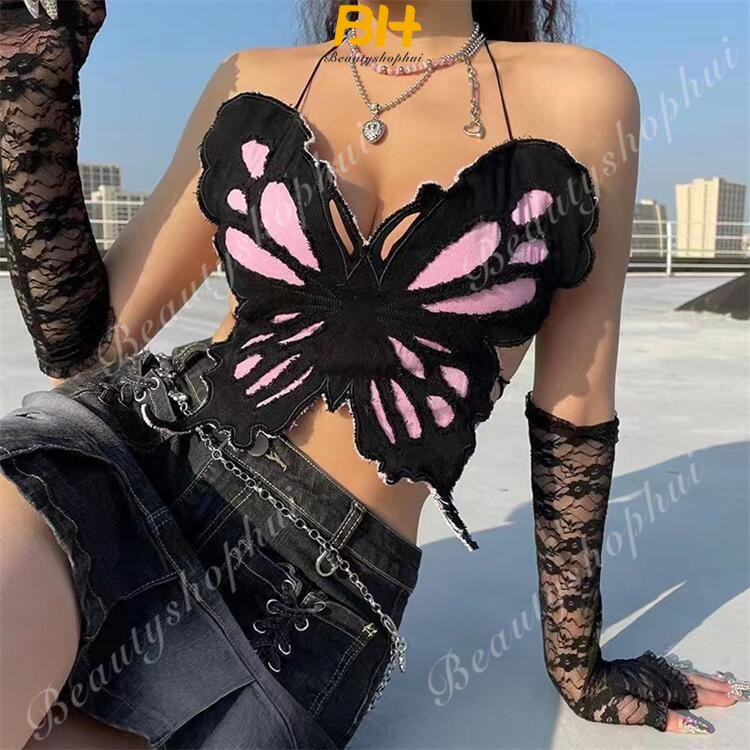 Túi Xách Đeo Vai Một Mặt Chất Liệu Denim Họa Tiết Bướm Mới 2023 Cho Nữ