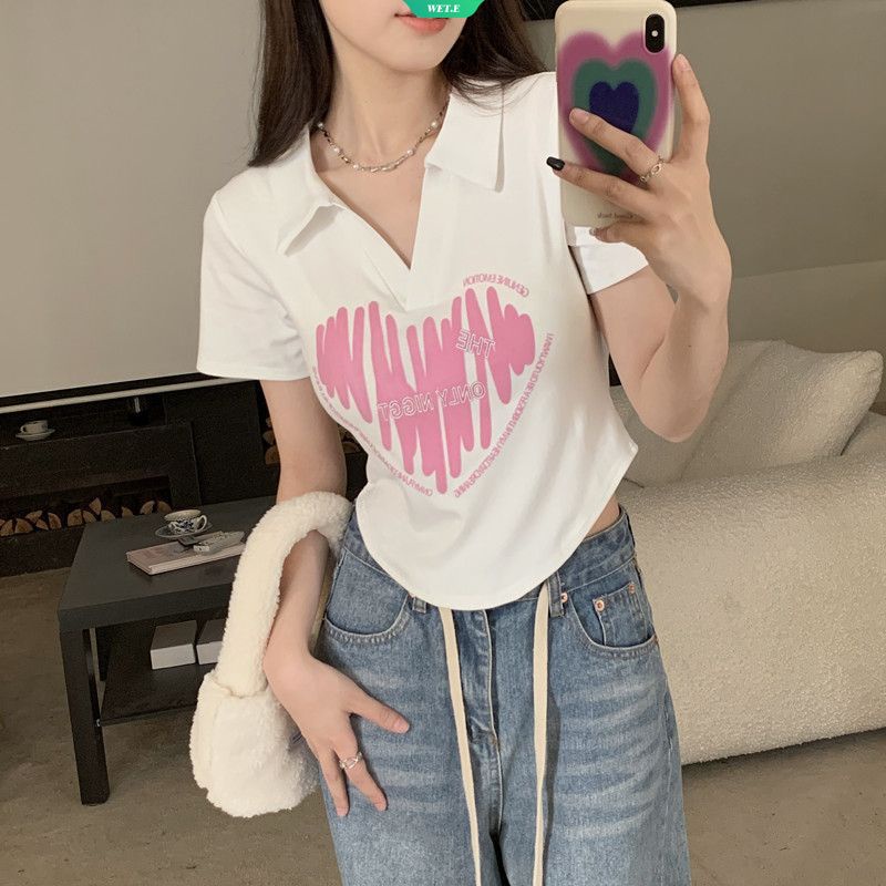 Áo Thun Crop Top Tay Ngắn Lệch Vai Thời Trang Mùa Hè 2023 Y2k Cho Nữ