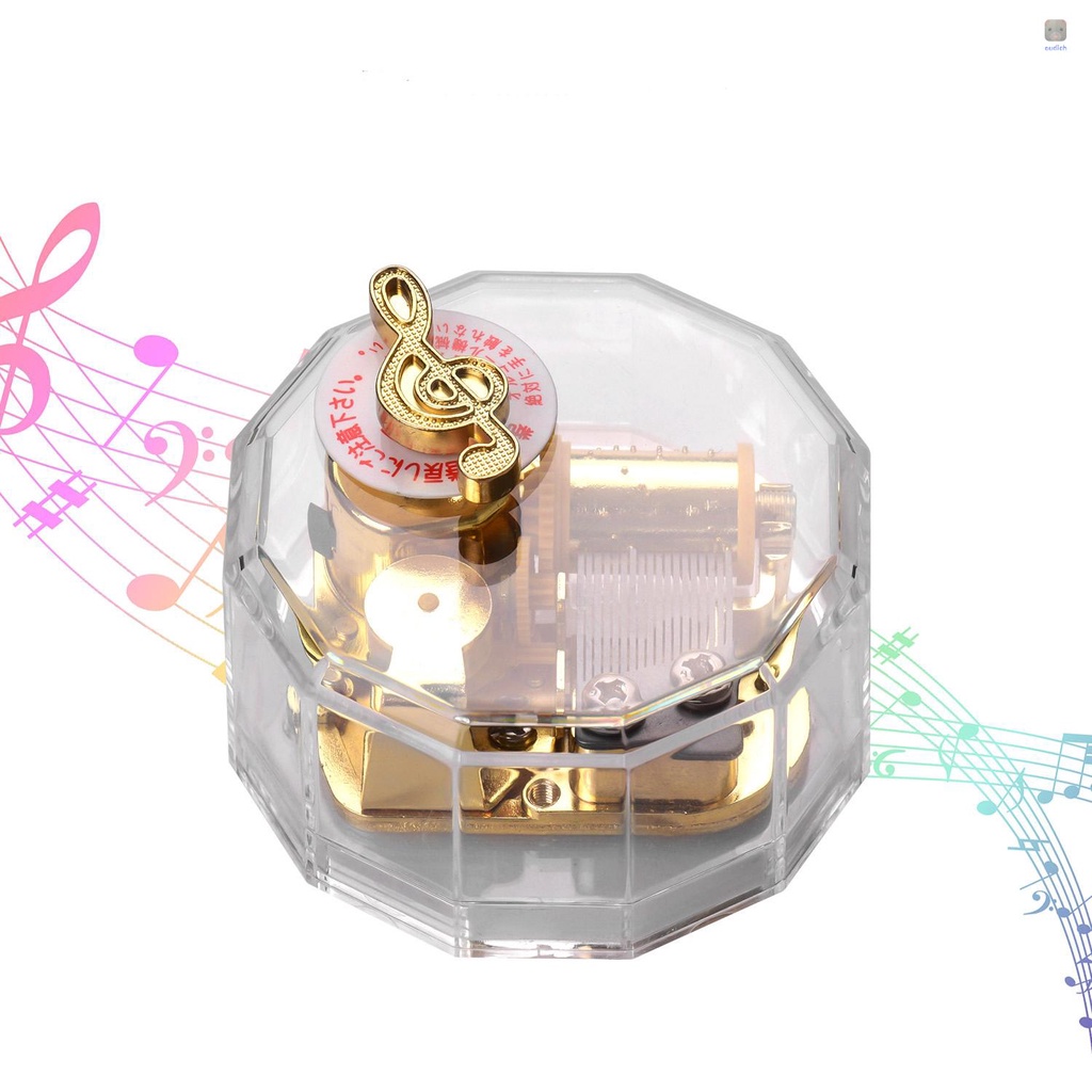 Dodecagon Hộp Nhạc Xoay Bằng Acrylic Trong Suốt Màu Vàng Đồng Thau Cho Bạn Bè Gia Đình