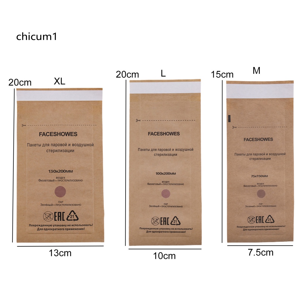 Set 100 Túi Tiệt Trùng Làm Móng 3 Kích Cỡ Tùy Chọn Cách Nhiệt Tiện Dụng Cho Salon