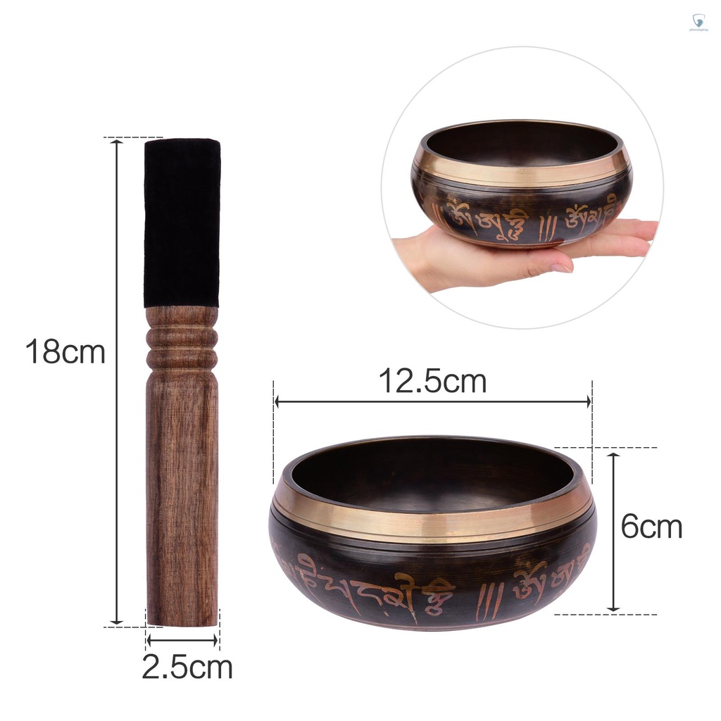 Bộ Bát Hát Tây Tạng Kèm Đệm Mềm 12.5cm / 5inch Handmade Bằng Gỗ