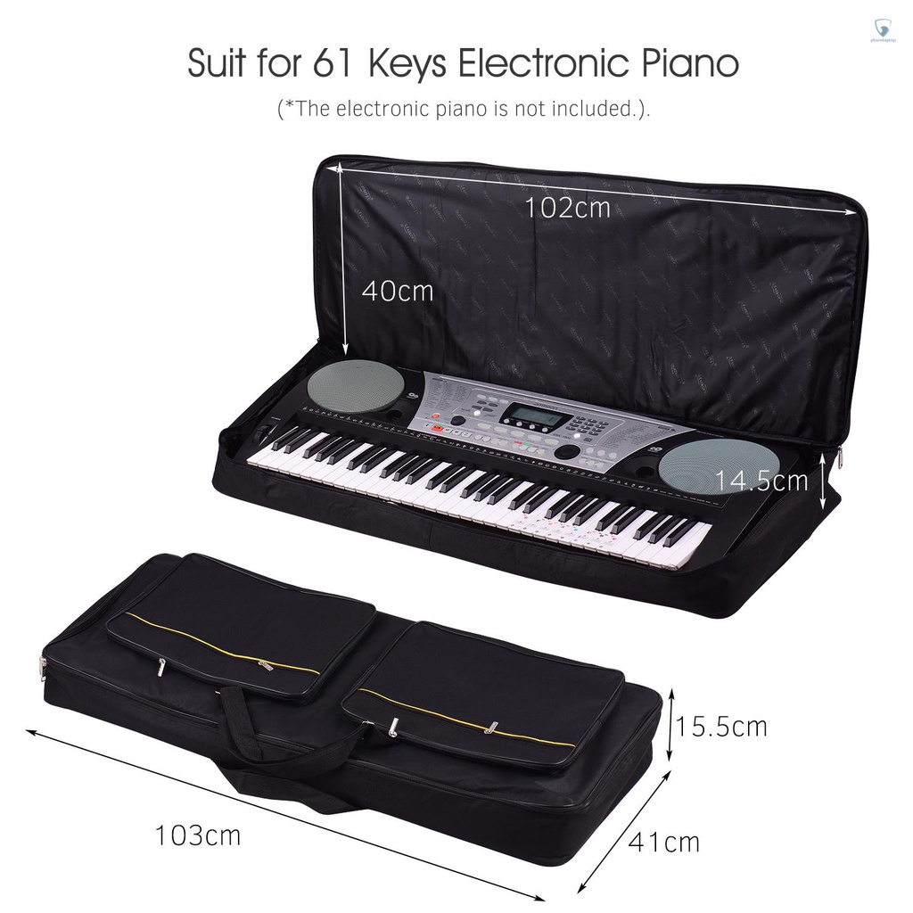 Túi Gig Bằng Cotton 8MM Chống Va Chạm 61 Phím Cho Đàn Piano Điện Kèm Túi Đựng Màu Đen