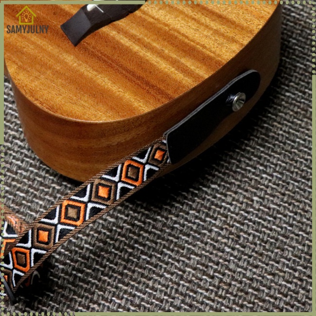 Dây Đeo Đàn Guitar Điện / Guitar Bass / Ukulele Họa Tiết Thổ Cẩm Kèm Đinh Tán Nghiêng