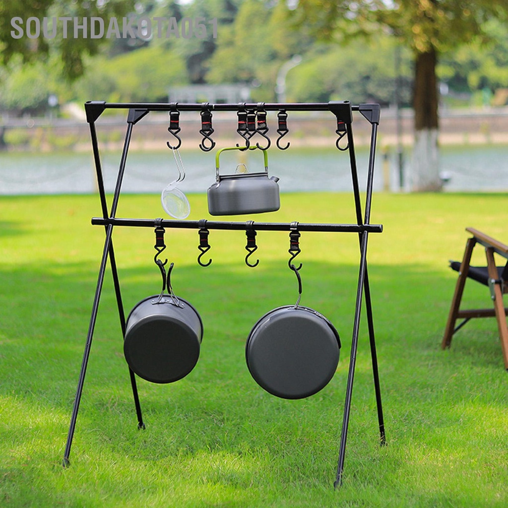 Southdakota051 Cắm Trại Giá Treo Hợp Kim Nhôm 2 Lớp Chân Máy Đa Năng Ngoài Trời Đứng Dụng Cụ Đen