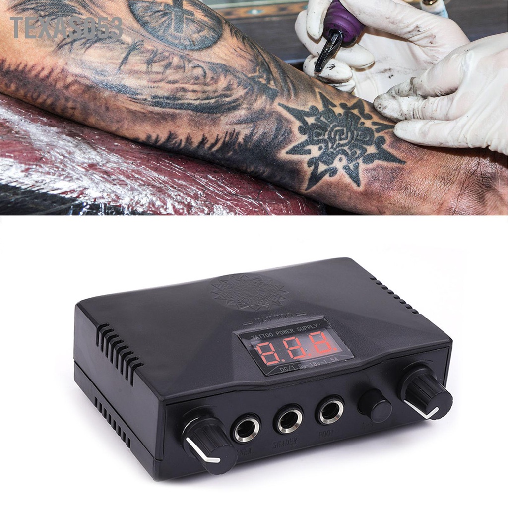 Biến Áp Máy Xăm, Cục Đổi Nguồn Máy Pen, Tattoo - Nguồn Điện Máy Xăm Hình Mini Màn Hình Hiển Thị ABS EU Plug