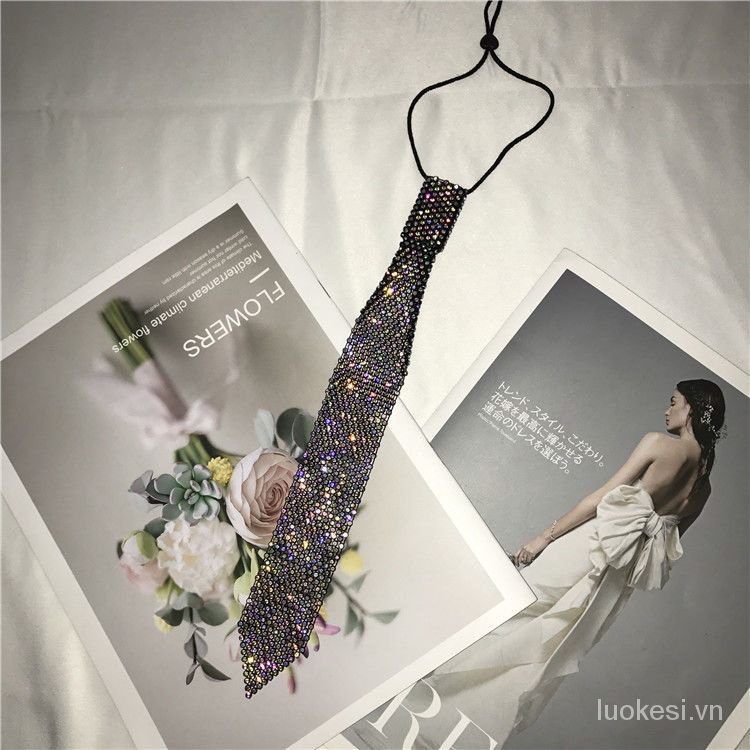 Cà Vạt Thắt Nút Nhỏ Màu Đen Đính Đá Lấp Lánh Thời Thượng Cho Nữ cxbluokesi.vn426