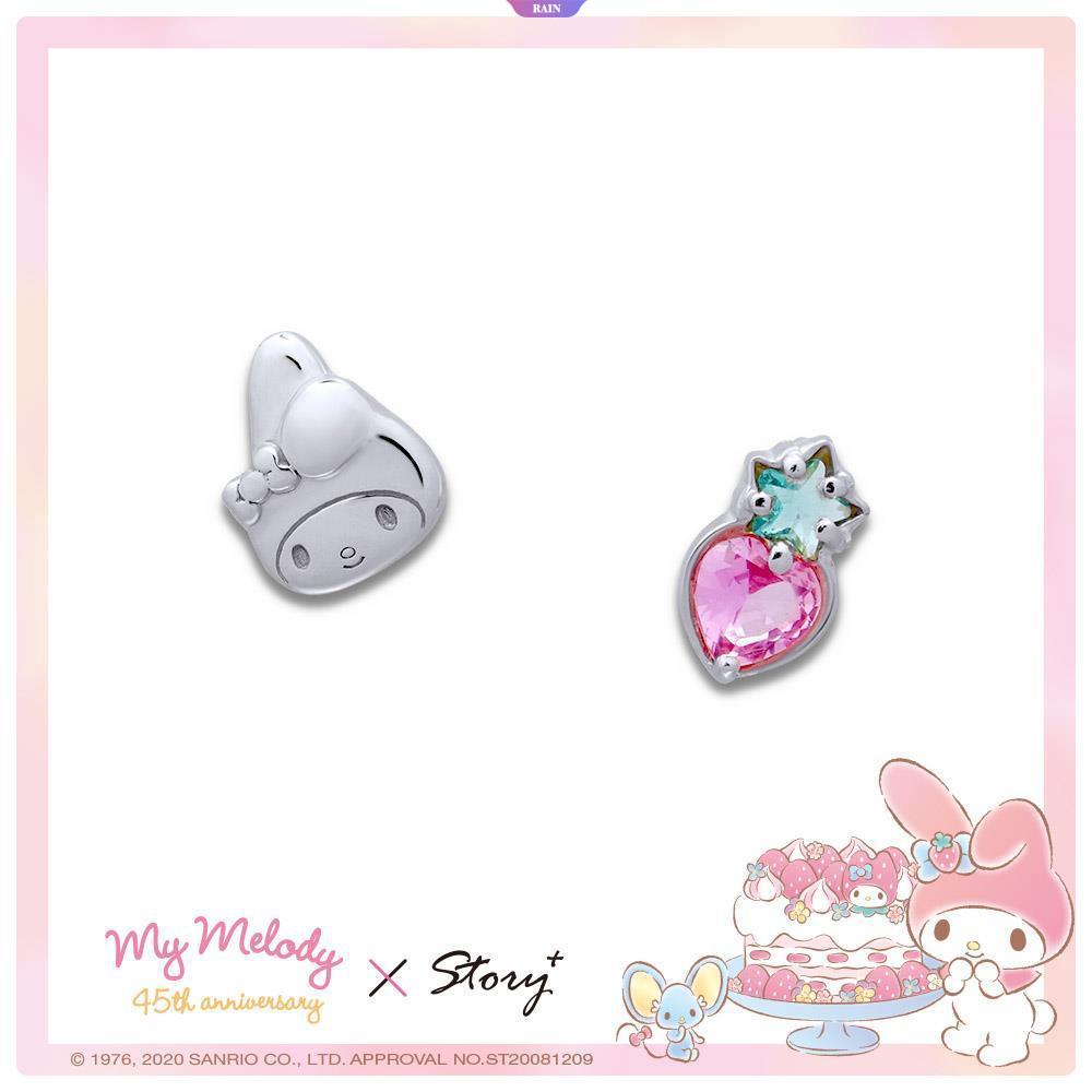 Bông Tai Mạ Bạc / Vàng Trắng Hình Hoạt Hình Sanrio Zircon Dâu Tây My Melody Thời Trang Chất Lượng Cao Làm Quà Tặng Cho Nữ [RAIN]