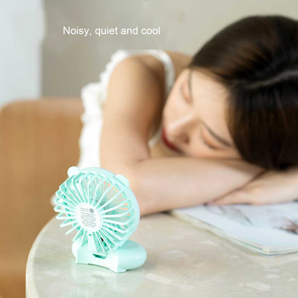 Quạt Mini Cầm Tay Có Thể Sạc Lại Kèm Đèn Tiện Dụng Cho Điện Thoại