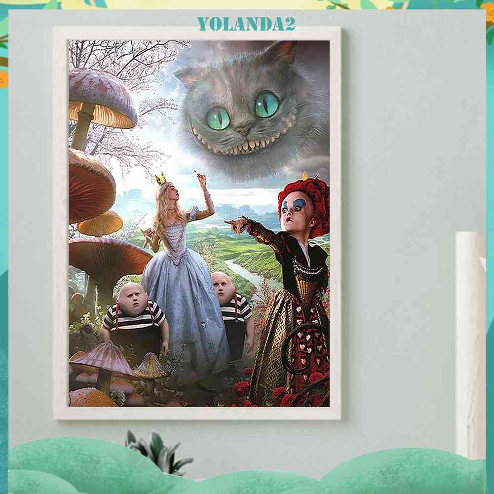 Bộ Tranh Đính Đá 5D Họa Tiết Alice in Wonderland Độc Đáo DIY Dùng Trang Trí Nhà Cửa