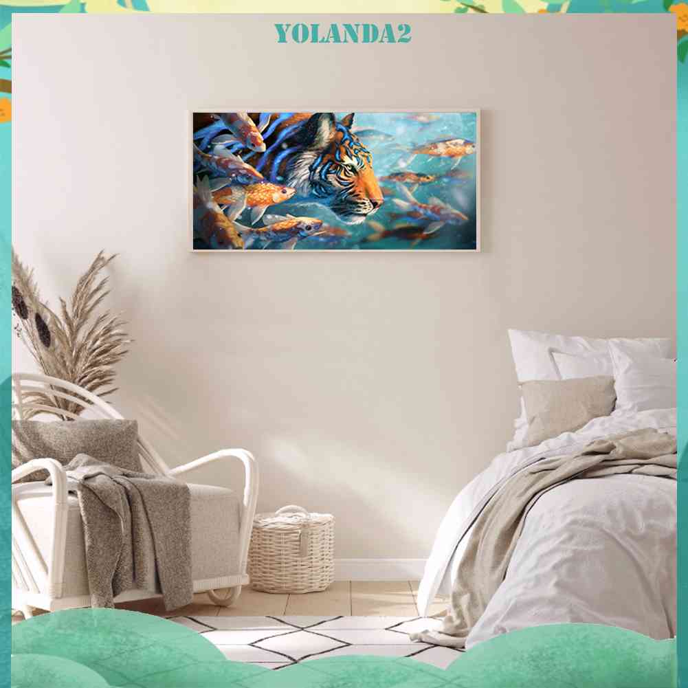 Bộ Tranh Đính Đá 5D Họa Tiết Hổ / Cá Vàng Độc Đáo DIY Dùng Trang Trí Nhà Cửa