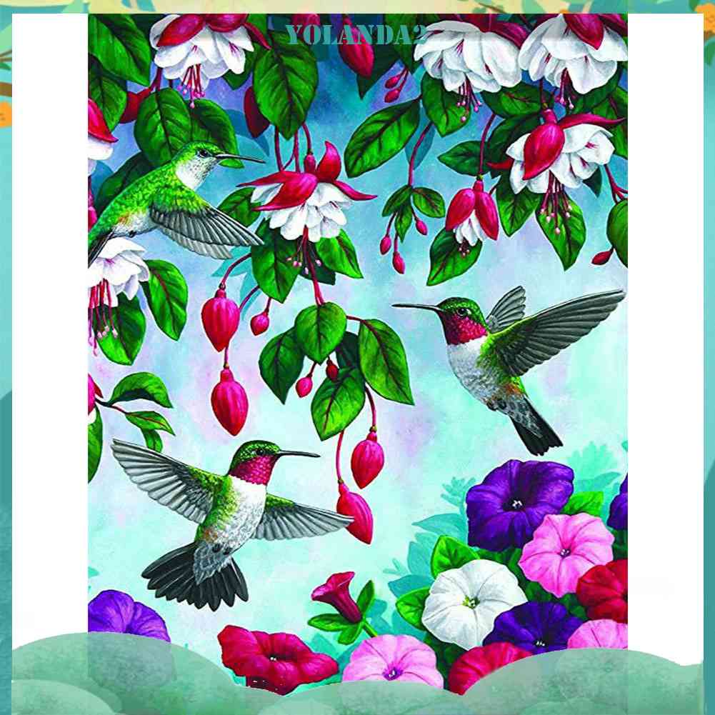 Bộ Tranh Đính Đá 24 Màu Sắc Họa Tiết Chim Ruồi Độc Đáo DIY Dùng Trang Trí Nhà Cửa