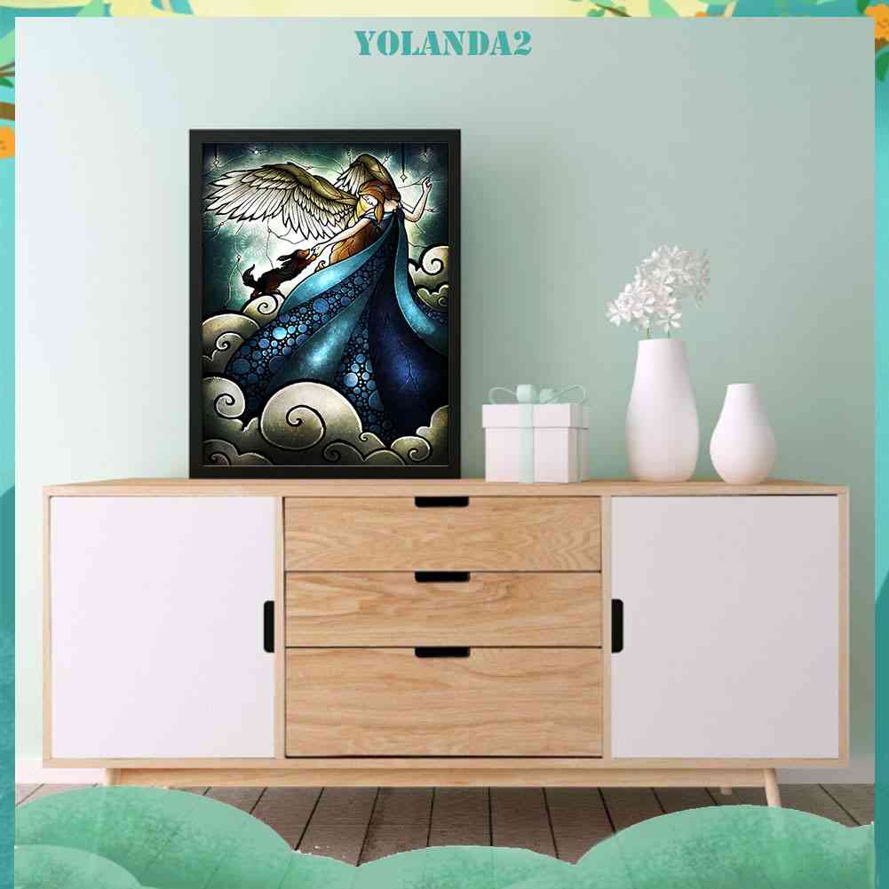Tranh Đính Đá Kim Cương Toàn Bộ 5D DIY Hình Thiên Thần