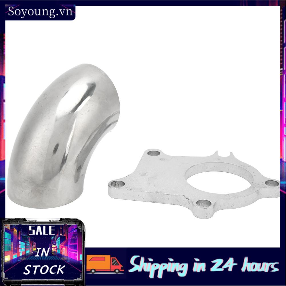 Soyoung Turbo Downpipe Adapter Flange  Impact Resistant Engine Strong Air Intake High Strength Power with 2.5in 90° Elbow for T4