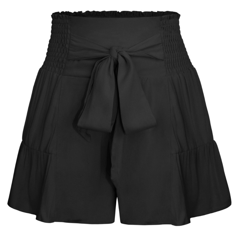 Quần Short Lưng Cao Ống Rộng Phối Bèo Thời Trang Cho Nữ