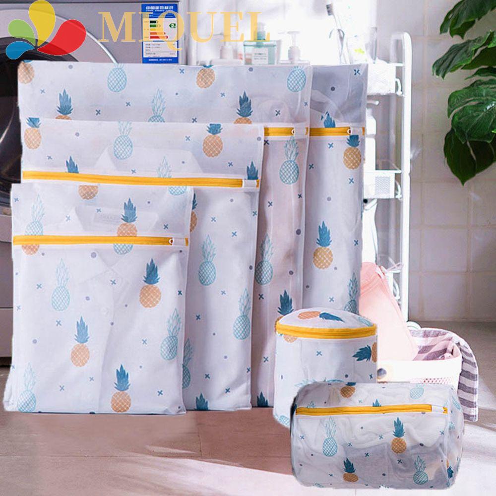 Túi Lưới Giặt Đồ Lót Bằng Polyester In Họa Tiết Quả Dứa Có Khóa Kéo