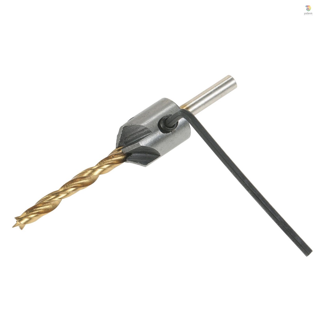 Bộ 8 Mũi Khoan Gỗ Bằng Thép Titan Ba Điểm Tốc Độ Cao + 7 Mũi Khoan Chữ L