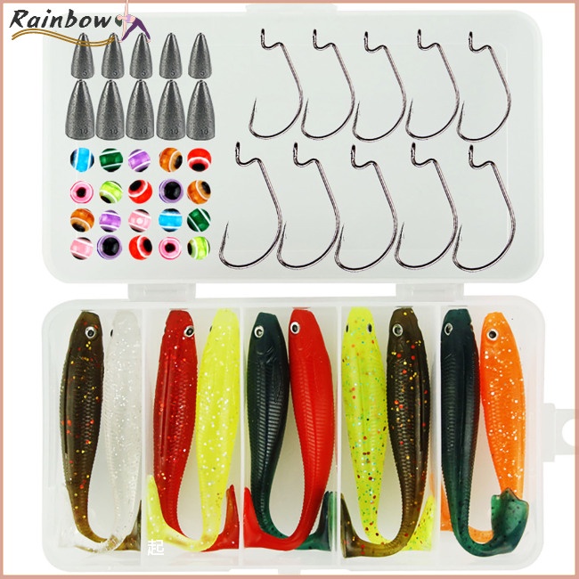 Set 50 Mồi Câu Cá Mềm Hình Chữ T Chuyên Dụng