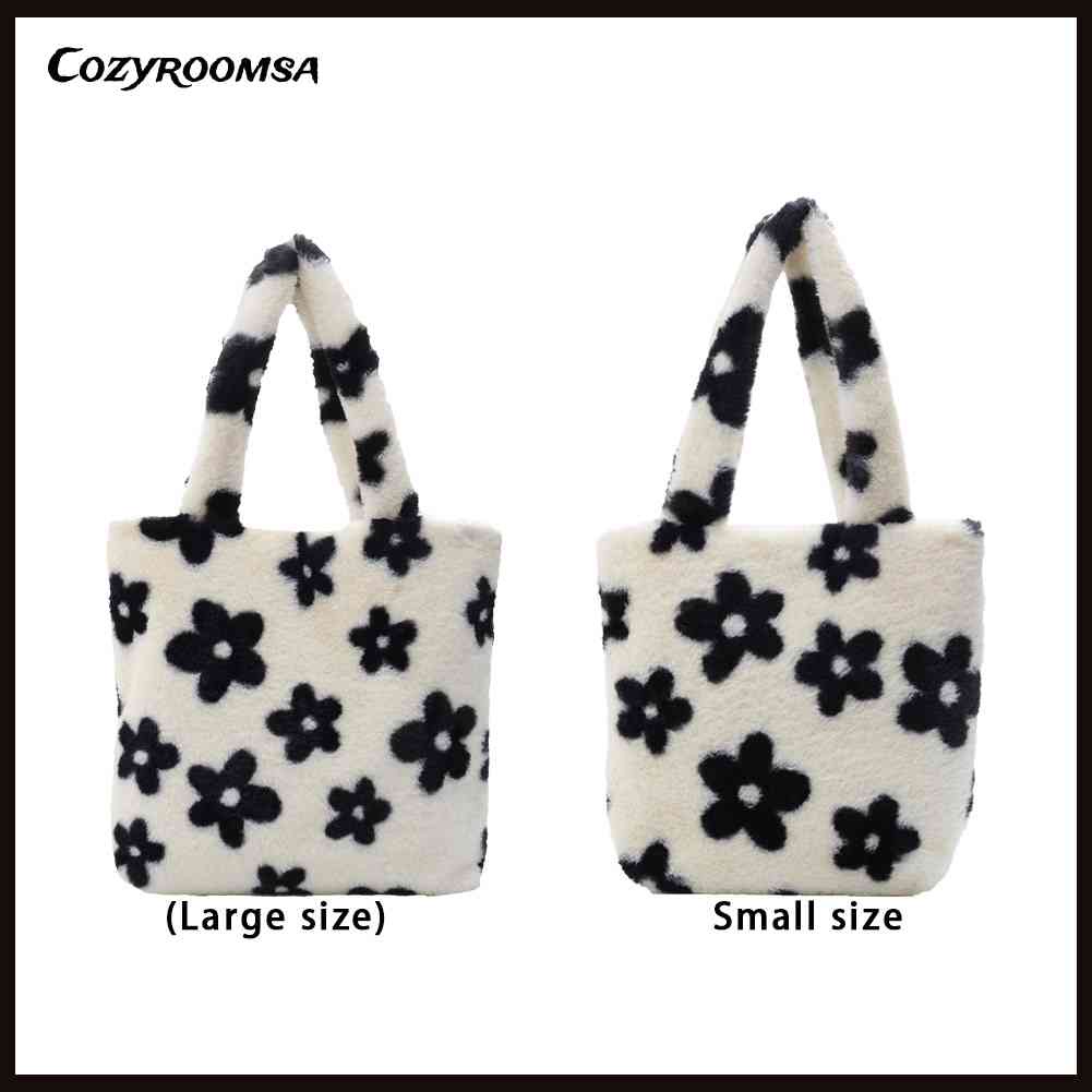 Túi Xách Đeo Vai Cỡ Lớn Bằng Vải Bông Mềm Mại In Họa Tiết Hoa Ấm Áp Cho Nữ