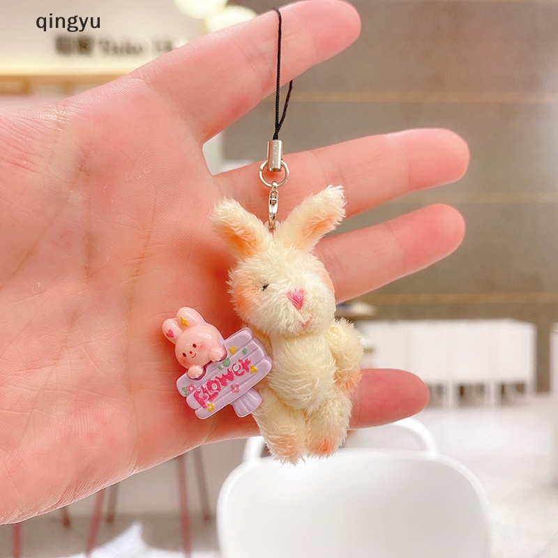 Móc Khóa Điện Thoại Hình Thỏ Bông Nhỏ Xinh Xắn DIY