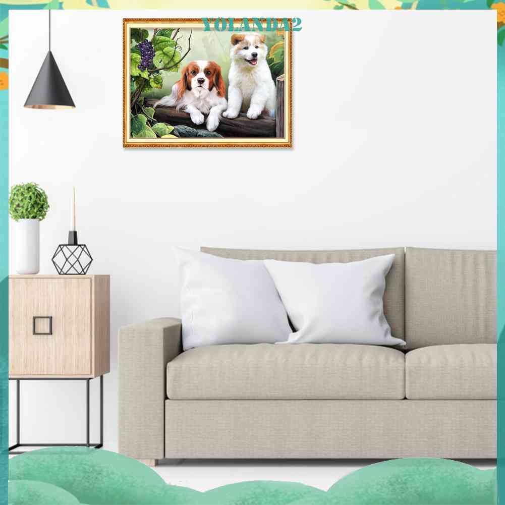 Tranh Đính Đá Kim Cương Toàn Bộ 5D DIY Hình Vẽ Chó Đáng Yêu