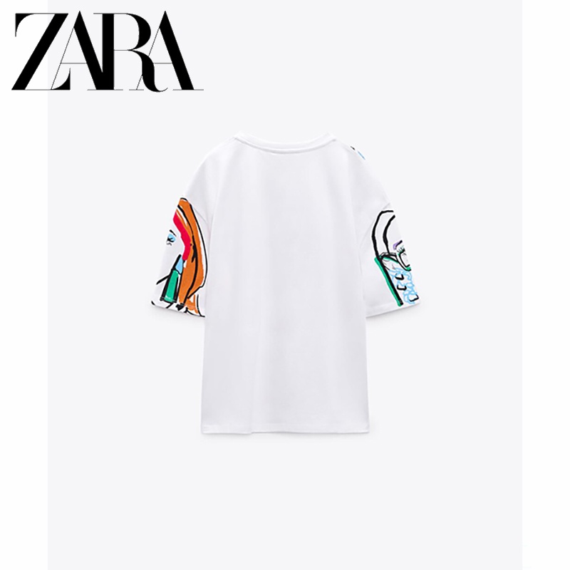 Zara Áo Thun Nhung In Họa Tiết Xinh Xắn Dành Cho Nữ