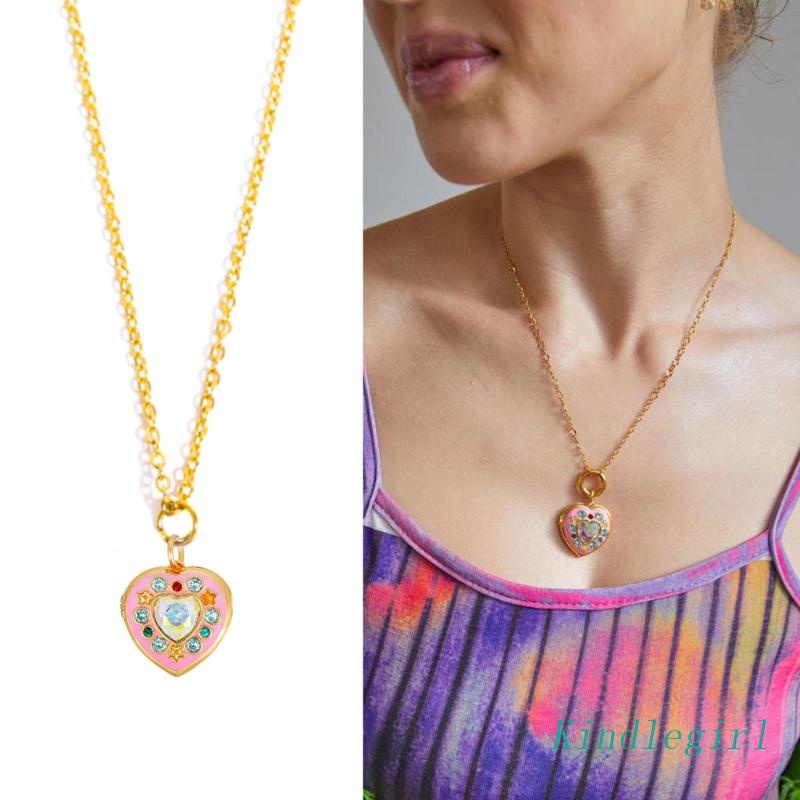 Khung Vòng cổ Mặt Hình Trái Tim / Ngôi Sao Đính Đá Zircon Nhiều Màu Có Thể Mở Ra Cho Nữ