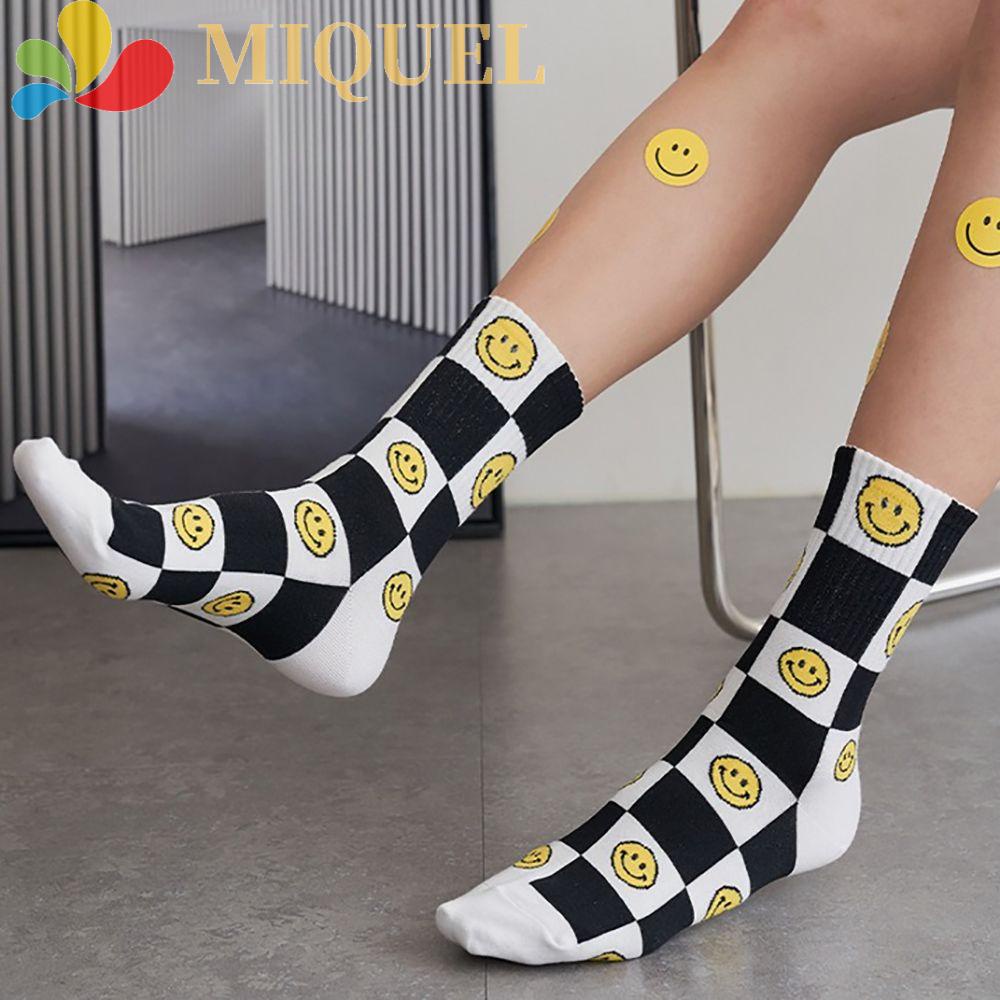 Vớ Cotton Thoáng Khí In Hình Mặt Cười Phong Cách Hip Hop Dễ Thương Thời Trang Cho Nam Và Nữ