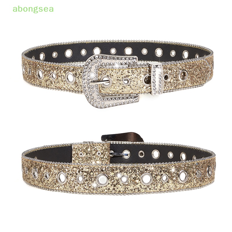 Thắt Lưng Da PU Đính Đá Lấp Lánh Phong Cách Cao Bồi Phương Tây Y2K