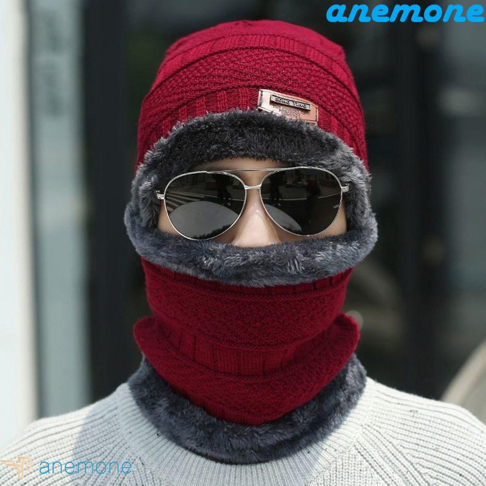 Bộ Mũ Len Dệt Kim Dày Dặn Giữ Ấm Cổ Màu Sắc Trơn Dành Cho Mùa Đông