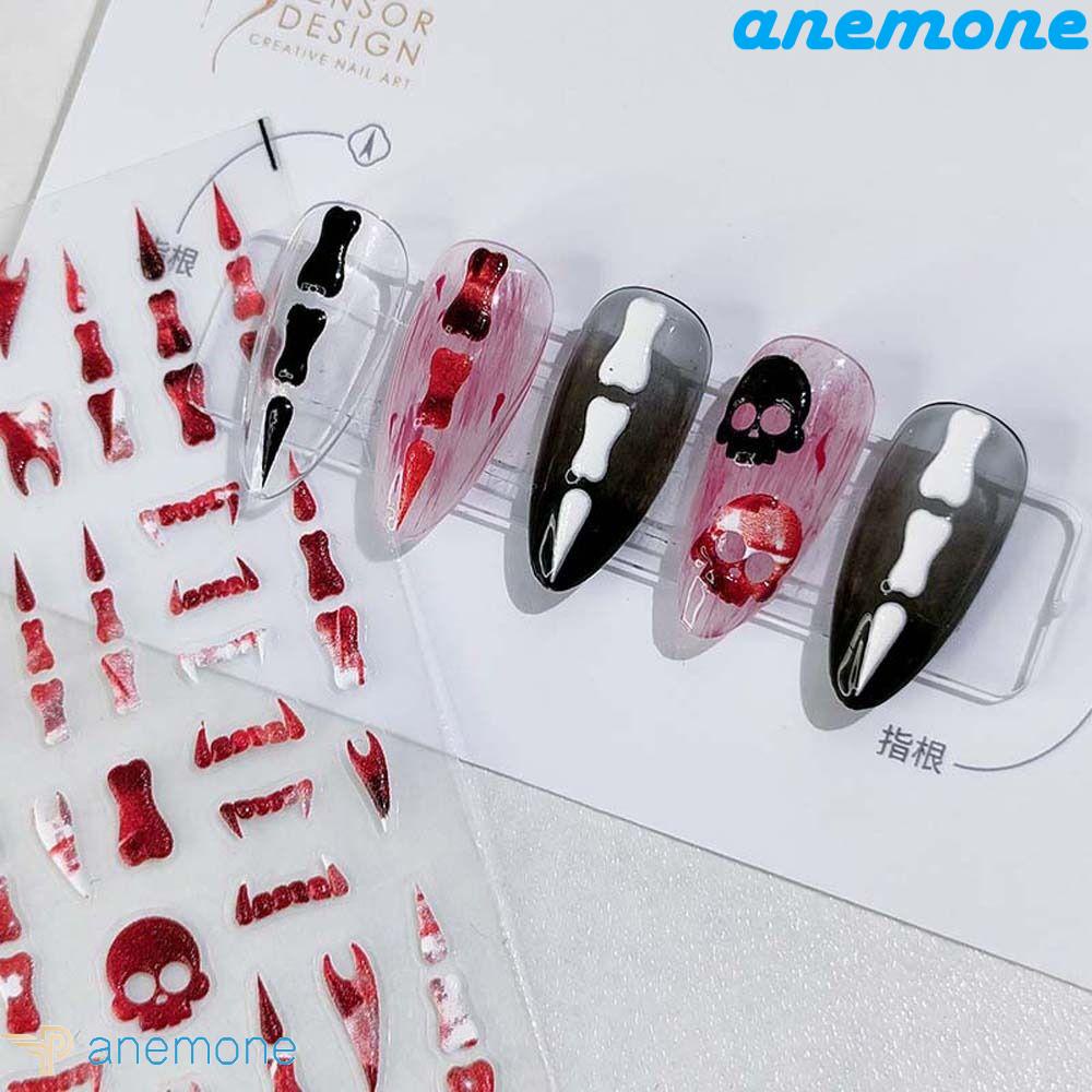 Sticker Dán Móng Tay Tự Dính Hình Gấu Hoạt Hình Phong Cách Diablo