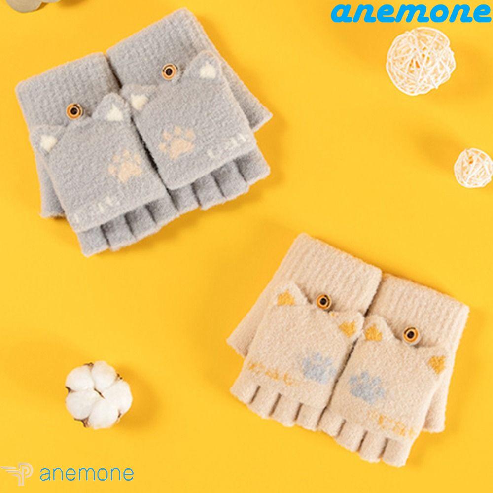 Găng Tay Hở Ngón Vải Cotton Dày Dặn Chống Gió Có Thể Chạm Màn Hình Cảm Ứng Dễ Thương