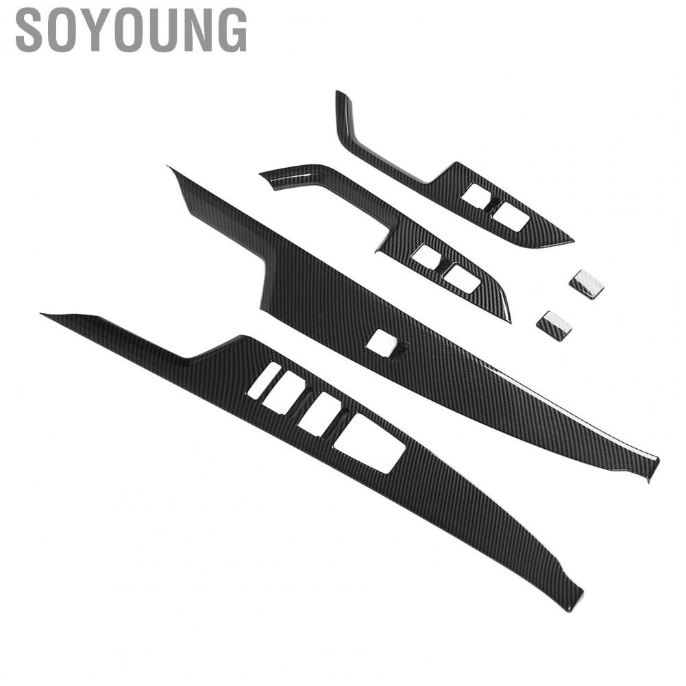Soyoung Interior Window Lift Control Switch Trim  6 PCS Textured Car Frame Cover Left Drive Side for Auto