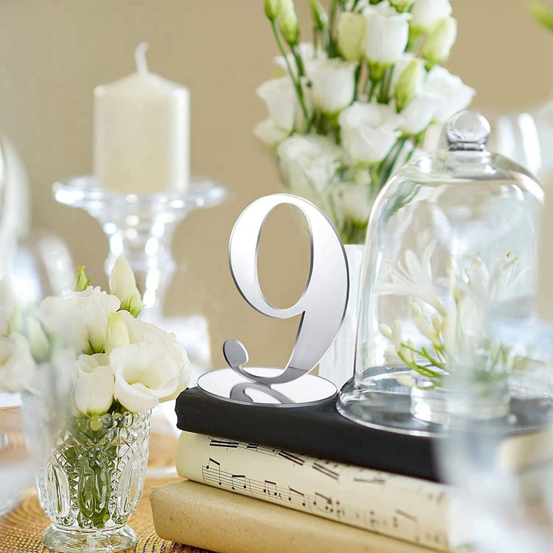 Số Để Bàn Bằng Acrylic Màu Bạc Cho Đám Cưới