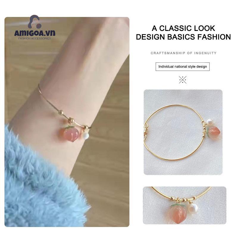 ✨✨Vòng Tay Mặt Hình Quả Đào Màu Hồng Xinh Xắn Thời Trang Dành Cho Nữ