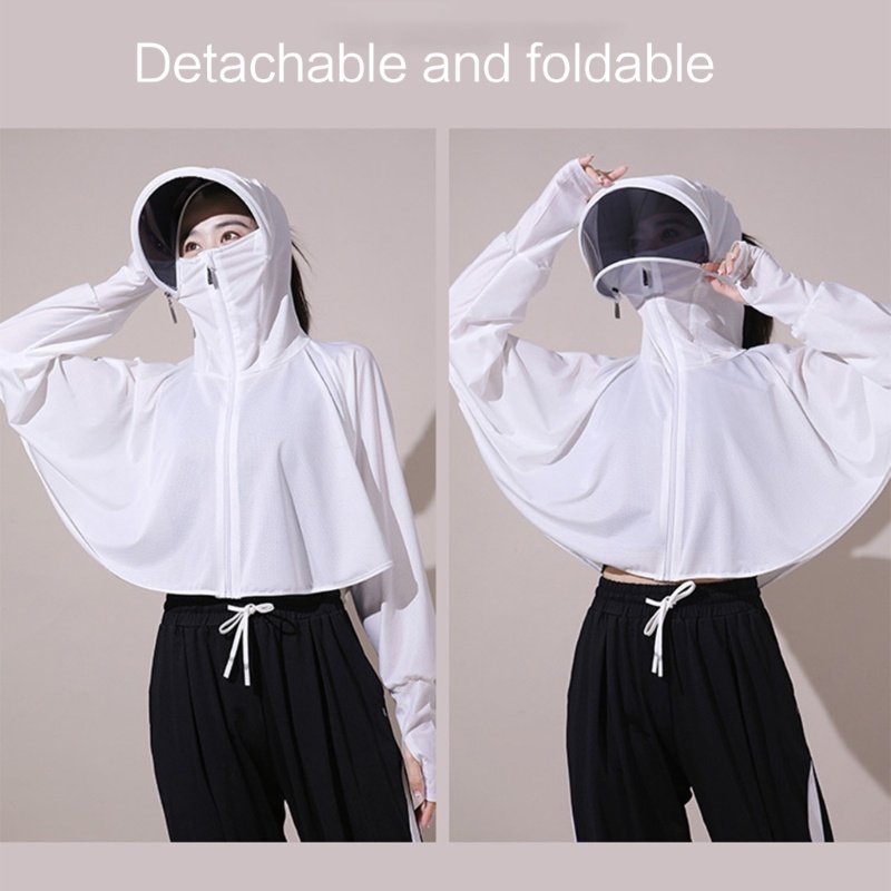 Áo Khoác Chống Nắng / Tia UV Tay Dài Bằng Lụa Lạnh Màu Trơn Thời Trang Mùa Hè Cho Nữ