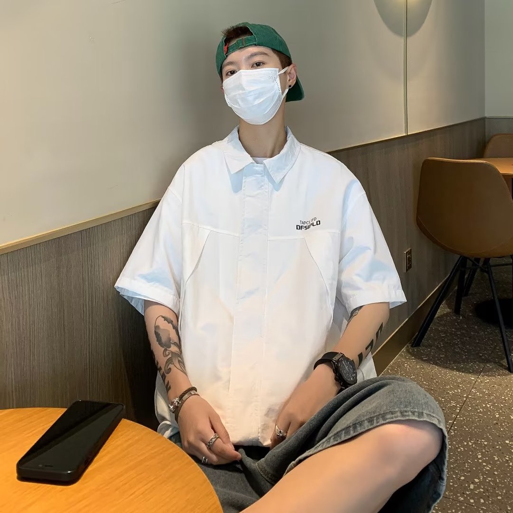 Áo Sơ Mi Ngắn Tay Nhiều Túi Phong Cách Đường Phố Thời Trang Mùa Hè Mới Cho Nam