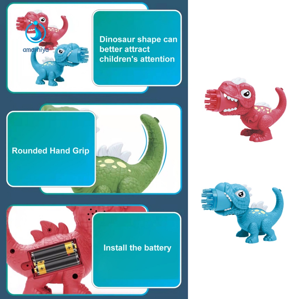 Đồ Chơi Thổi Bong Bóng Tự Động 9 Lỗ Hình Khủng Long Dễ Thương Đa Năng Cho Bé